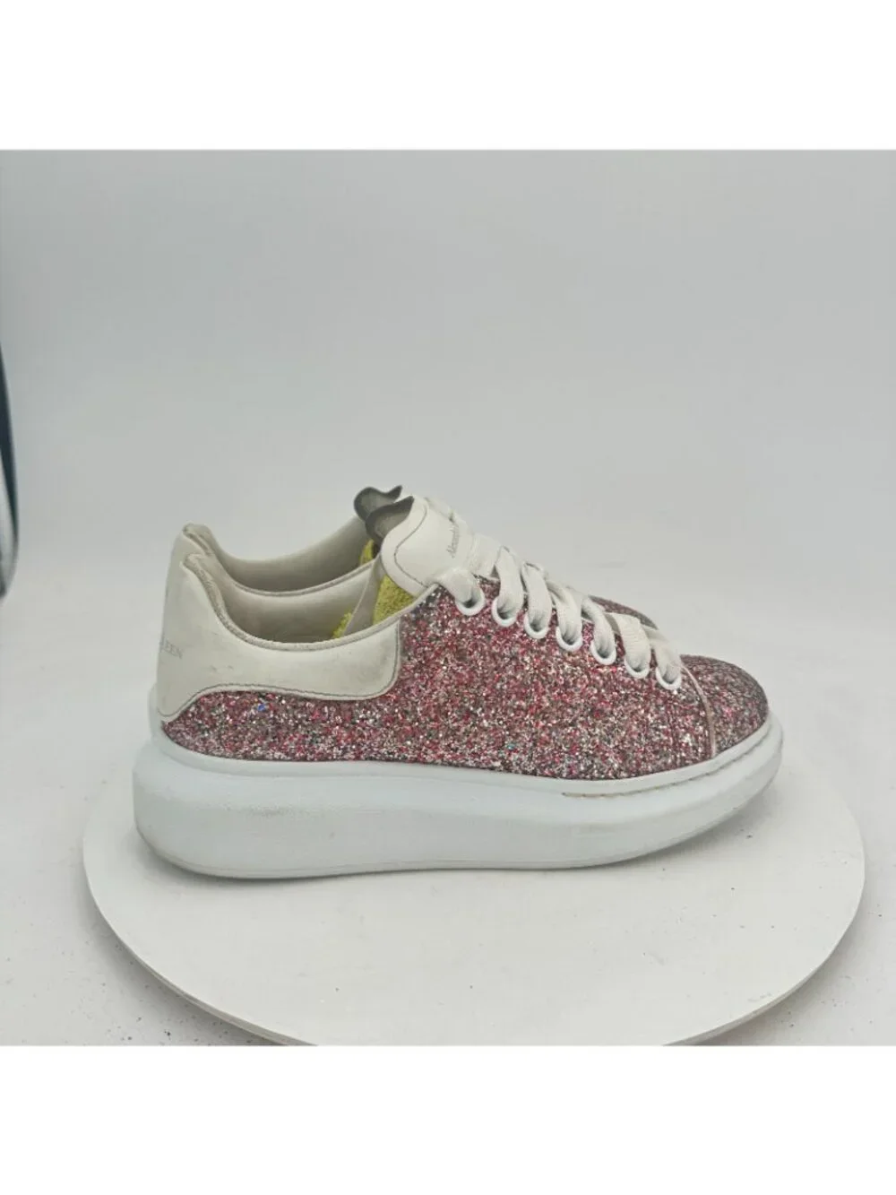 Alexander McQueen Larry Oversized Women Sz EU 37 US 7 Pink Glitter Platform Shoe